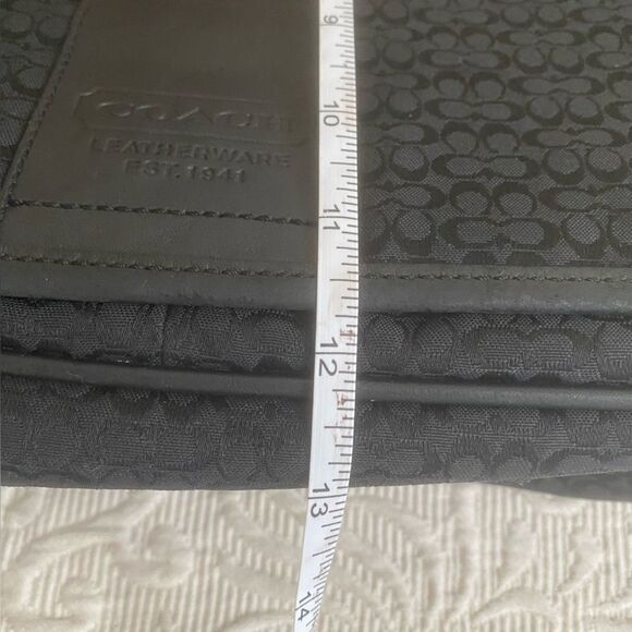 Coach Signature Hudson Commuter Laptop Messenger Bag Black Leather Luggage Tags - Picture 14 of 15